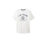 TOM TAILOR Camiseta de Algodón con Logo Estampado, Blanco (20000-blanco), XXL para Hombre