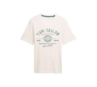 TOM TAILOR Camiseta para Hombre con Logotipo Estampado de algodón, Gardenia White 10348 - Juego de Mesa, XXL