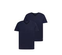 TOM TAILOR 1008639 Camiseta básica en paquete doble con cuello de pico para Hombre, Azul (10302 - Dark Blue), S