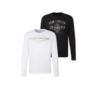 TOM TAILOR 1034857 Camiseta de manga larga en paquete doble para Hombre, Negro (29999 - Black), M