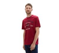 TOM TAILOR 1037735 Camiseta de algodón con Logotipo Impreso, 35930-Deep Red, M Hombres