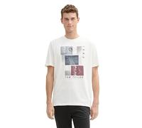 TOM TAILOR Camiseta para Hombre con Estampado fotográfico, 10332 Off White, M