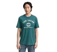 TOM TAILOR Camiseta para Hombre con Logotipo Estampado de algodón, 14171 - Jasper Green, M