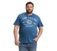 TOM TAILOR Camiseta para Hombre con Logotipo Estampado de algodón, 38224 - Real Teal Blue, XXL