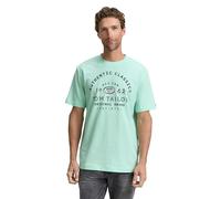 TOM TAILOR Camiseta para Hombre con Logotipo Impreso, 37309 - Inyectado Verde Menta y Blanco, M