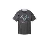 TOM TAILOR Camiseta de Algodón con Logo Estampado, Gris (10899-gris Asfalto), M para Hombre