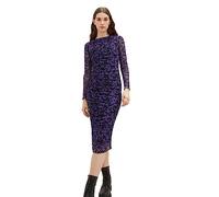 TOM TAILOR Denim 1038148 Vestido de Malla con Estampado y Fruncido, 32417-lilac Black Flower Print, L Mujeres