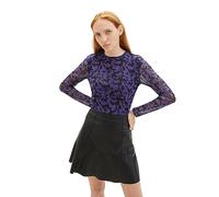 TOM TAILOR Denim 1038382 Camiseta de Manga Larga, 32417-Lilac Black Flower Print, S para Mujer