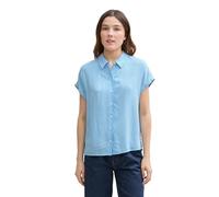 TOM TAILOR Denim Blusa de Manga Corta para Mujer con Estampado, 37811 - Vertical Blue White Stripe, S