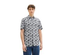 TOM TAILOR Denim Camisa para Hombre, 35586 - Estampado De Palma De Verano Azul Marino, L