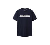 TOM TAILOR Denim Camiseta Slim Fit de Algodón Con Logo Estampado Camiseta slim fit de algodón con logo estampado, Hombre, Azul (10668-capitán Del Cielo Azul), M