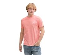 TOM TAILOR Denim Camiseta de Rayas para Hombre, 37597 - Deep Orange White Mini Stripe, L