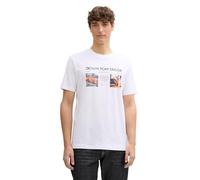 TOM TAILOR Denim Camiseta para Hombre con Estampado fotográfico, 20000 - White, XXL
