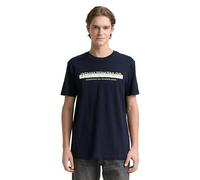 TOM TAILOR Denim Camiseta Slim Fit de Algodón Con Logo Estampado Camiseta slim fit de algodón con logo estampado, Hombre, Azul (10668-capitán Del Cielo Azul), M
