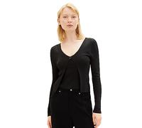 TOM TAILOR Denim Cárdigan y Top 2 en 1, 14482-Deep Black, M para Mujer