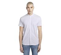 TOM TAILOR Denim Hombre Camisa básica de manga corta con cuello Mao 1019962, 20000 - White, S