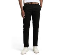 TOM TAILOR Denim Hombre Pantalones chinos con cinturón 1008253, 29999 - Black, 31W / 34L