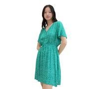 TOM TAILOR Denim Minivestido básico para Mujer con Estampado Integral, 35326 - Green Minimal Print, XL