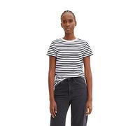 TOM TAILOR Denim Señoras Camiseta 1035867, 31641 - White Black Stripe, XL