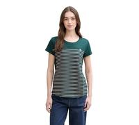 TOM TAILOR Denim Señoras Camiseta de rayas con estampado de corazón 1012686, 18815 - Green Rose Stripe, XS