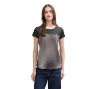 TOM TAILOR Denim Señoras Camiseta de rayas con estampado de corazón 1012686, 19022 - Dark Grey Rose Stripe, L