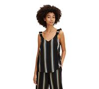 TOM TAILOR Denim Señoras Top con volantes 1031749, 29873 - Black Creme Stripe, S