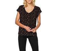 TOM TAILOR Denim Señoras Túnica de manga corta con estampado 1020980, 24230 - Black Red Flower Print, XS