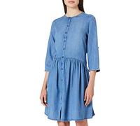 TOM TAILOR Denim Señoras Vestido Vaquero Abotonado con Volantes 1024137, 10110 - Blue Denim, S
