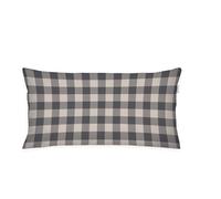 TOM Tailor Funda de Almohada de Franela, 40 x 80 cm, 100 % algodón, diseño Reversible con Cremallera de Marca en Color, a Cuadros clásicos en Gris y Beige (Anthracite & Sunny Sand)