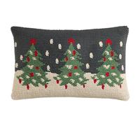 TOM TAILOR Funda de cojín navideña verde - Funda de cojín para Navidad - Motivo de árbol de Navidad - Funda de cojín para sofá para Navidad - Funda de cojín decorativa 30x50 acogedora, suave, para