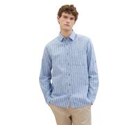 TOM TAILOR Hombre Camisa Manga Larga Comodidad Algodón Lino - Relaxed Fit S- 3XL