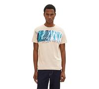 TOM TAILOR Hombre Camiseta 1035550, 31509 - Caramel Beige Fine Stripe, L