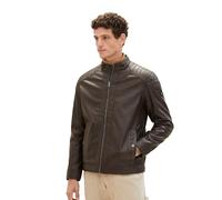 TOM TAILOR Hombre Chaqueta de motorista de piel sintética 1026337, 31523 - Espresso Brown Fake Leather, S
