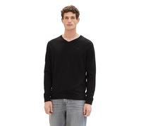 TOM TAILOR Jersey básico de algodón con Cuello en V para Hombre, 29999 - Black, S