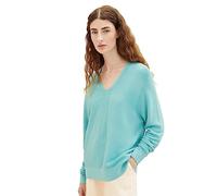 TOM TAILOR Jersey básico de Punto con Cuello en V para Mujer, 10426 - Summer Teal, L