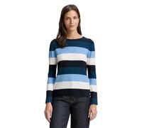 TOM TAILOR Jersey de Punto para Mujer con Cuello Redondo, 38578 - Big Teal Knit Stripe, L