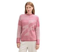 TOM TAILOR Jersey de Punto RIPP para Mujer con Estampado, 37005 - Tejido de Estructura a Cuadros Rosa, XL
