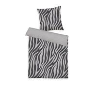 TOM Tailor - Juego de Cama Reversible Renforcé Zebra, 80 x 80 cm + 155 x 220 cm, con Cremallera, 100% algodón, Gris Antracita y Gris Claro