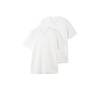 TOM TAILOR Pack de Dos Camisetas de Algodón Con Cuello de Pico Pack de dos camisetas de algodón con cuello de pico, Hombre, Blanco (20000-blanco), XL