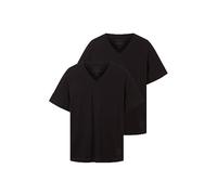 TOM TAILOR Pack de Dos Camisetas de Algodón Con Cuello de Pico Pack de dos camisetas de algodón con cuello de pico, Hombre, Negro (29999-negro), L