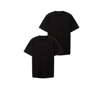 TOM TAILOR Pack de Dos Camisetas de Cuello Redondo de Algodón Pack de dos camisetas de cuello redondo de algodón, Hombre, Negro (29999-negro), XL