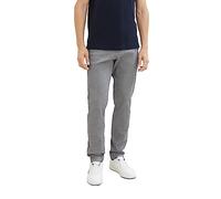 TOM TAILOR Pantalones Chinos Ajustados para Hombre de piqué elástico con cinturón, 32284 - Estructura de zig Zag, Color Blanco Marino, 32W / 32L