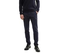 TOM TAILOR Pantalones Chinos Ajustados para Hombre de piqué elástico con cinturón, 32374-navy Zig Zag Structure, 36W x 32L