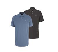 TOM TAILOR Polo básico de piqué para hombre, pack doble, China Blue/Tarmac Grey, XL