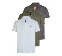 TOM TAILOR Polo de manga corta para hombre de algodón, corte regular, juego de 3 unidades, camiseta de verano, básica, monocolor, blanco, azul, negro, oliva, gris, S, M, L, XL, XXL, 3XL, Soft Foggy