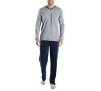 TOM TAILOR Pure Cotton - Pijama largo para hombre, Rayas horizontales azules y oscuras, 54