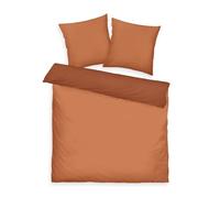 Tom Tailor Ropa de Cama de satén, 2 * 80x80 cm + 200x220 cm, 100% algodón/satén, con Doble Costura en la Almohada, Motivo Reversible y Cremallera Color, Tonos Naranja (Coral cálido)