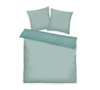 Tom Tailor Ropa de Cama de satén, 2 * 80x80 cm + 200x220 cm, 100% algodón/satén, con Doble Costura en la Almohada, Motivo Reversible y Cremallera con Logotipo de Color, Tonos Turquesa (Salvia Fresca)