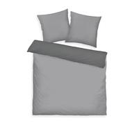 Tom Tailor Ropa de Cama de satén, 2 * 80x80 cm + 200x220 cm, 100% algodón/satén, con Doble Costura en la Almohada, Motivo Reversible y Cremallera con Logotipo de Color, Tonos Gris (Moody Grey)