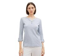 TOM TAILOR Señoras Camiseta a rayas 1024036, 26053 - Offwhite Navy Small Stripe, L
